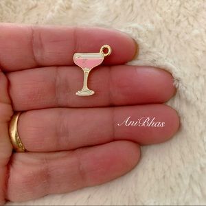 1 Pink Enamel Wine Glass Charms